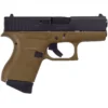 GLOCK G43 FDE/BLK 9mm Sub-Compact 6-Round Pistol with Flat Dark Earth frame and black slide chambered in 9mm with a 6-round magazine.