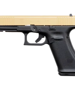GLOCK 17 Gen 5 Apollo Custom Gold 9mm Semiautomatic Pistol with a gold slide and black polymer frame.