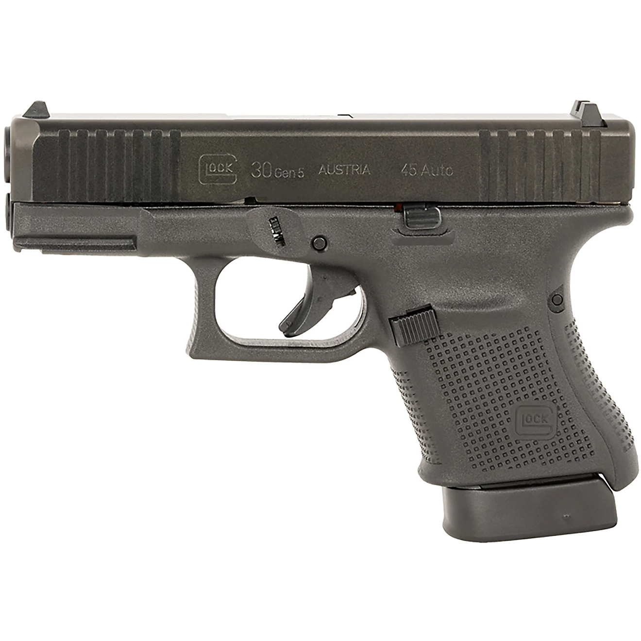 GLOCK 30 Gen 5 .45 Auto Pistol with black polymer frame and Gen5 slide chambered in .45 Auto.