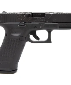 GLOCK 45 Gen5 9mm semi-automatic pistol featuring a custom Tiger Engraving slide, polymer frame, Glock Marksman Barrel, fixed sights, and high-capacity magazine.