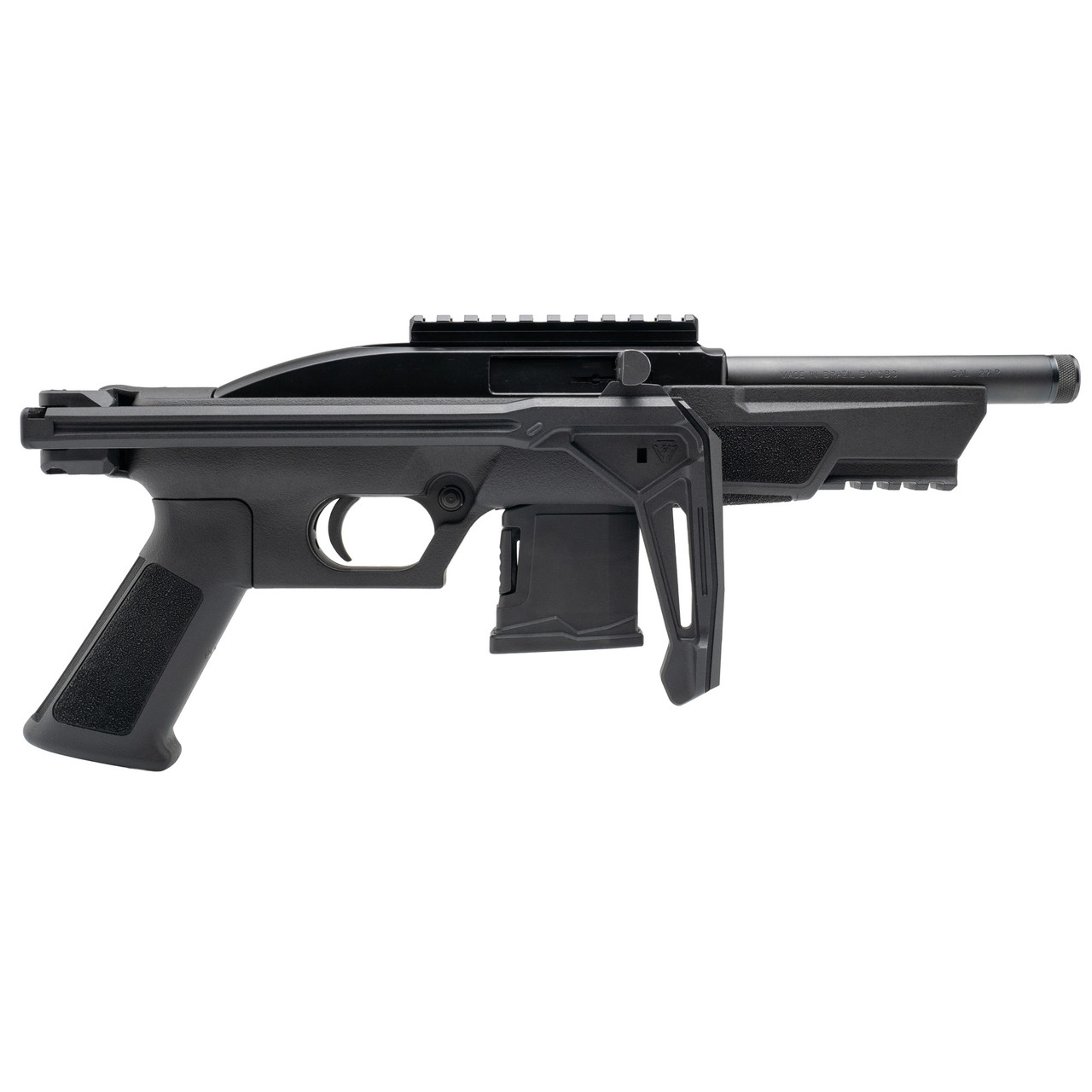 Rossi RS22 tactical pistol chambered in .22 LR with a 6-inch barrel, AR-style grip, Picatinny rail, polymer brace, and 10-round magazine.
