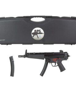 Century Arms AP5 Navy 9mm semi-automatic pistol with 8.5-inch threaded barrel, flash hider, Navy-style grip, and black manganese phosphate finish.