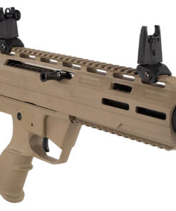Tokarev TBP semi-automatic 12 Gauge bullpup shotgun featuring an 18.5-inch barrel, Flat Dark Earth finish, flip-up sights, Picatinny rail, and cheek riser compatible stock.