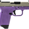 GForce Arms Rapture Purple 9mm optics-ready pistol with a nickel optic-cut slide, Purple Cerakote frame, and 12-round magazine.