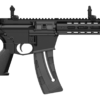 Retay RA15-22 semi-automatic AR-style pistol chambered in .22 LR featuring an 8-inch barrel, stabilizing brace, flip-up sights, polymer grip, Picatinny rail, and 25-round magazine.