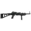Hi-Point 995 semi-automatic 9mm carbine with a 16-inch barrel, black polymer stock, forward folding grip, adjustable sights, and 10-round magazine.