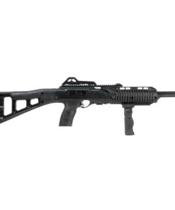 Hi-Point 995 semi-automatic 9mm carbine with a 16-inch barrel, black polymer stock, forward folding grip, adjustable sights, and 10-round magazine.