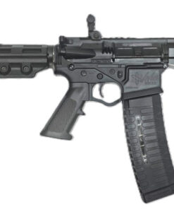 ATI Alpha Maxx AR-15 pistol chambered in 5.56 NATO with a 7.5-inch barrel, aluminum M-LOK handguard, flip-up sights, TB Blade Brace, and 60-round magazine.