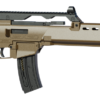HK G36 semi-automatic .22 LR rifle with an 18.13-inch barrel, flash suppressor, Flat Dark Earth receiver, folding synthetic stock, Picatinny rail, and 20-round magazine.