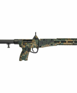Kel-Tec SUB-2000 9mm folding carbine with a 16-inch barrel, Woodland Digital Camouflage finish, Glock magazine compatibility, and 17-round magazine.