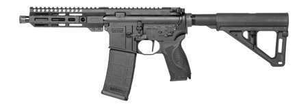 Smith & Wesson M&P15 AXE AR-style pistol chambered in .300 Blackout with an 8-inch threaded barrel, M-LOK handguard, Magpul BTR arm brace, and 30-round magazine.