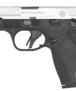 Smith & Wesson Bodyguard 2.0 .380 ACP micro-compact pistol with a 3.1-inch compensated barrel, stainless steel slide, black polymer frame, manual safety, and 12+1 capacity.