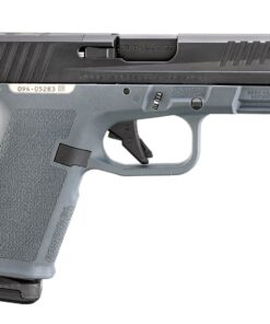 Ruger RXM Stealth Gray striker-fired 9mm pistol with a 4-inch barrel, optics-ready slide, Magpul Enhanced Handgun Grip, tritium front sight, and 15-round magazine.