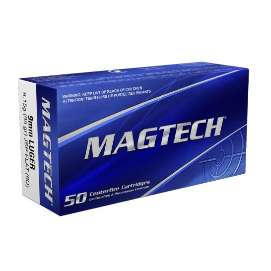 Magtech 9mm Luger 95 grain JSP Flat 50 round ammunition package