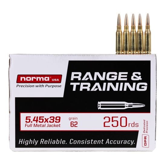 Norma Range and Training 5.45x39 62 grain FMJ 250 round package