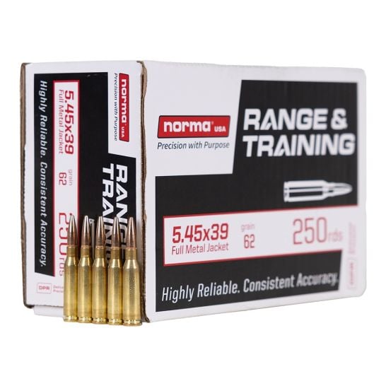 Norma Range and Training 5.45x39 62 grain FMJ 250 round package