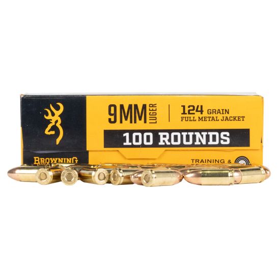 Browning Training & Practice 9mm Luger 124 grain FMJ 100 round ammunition