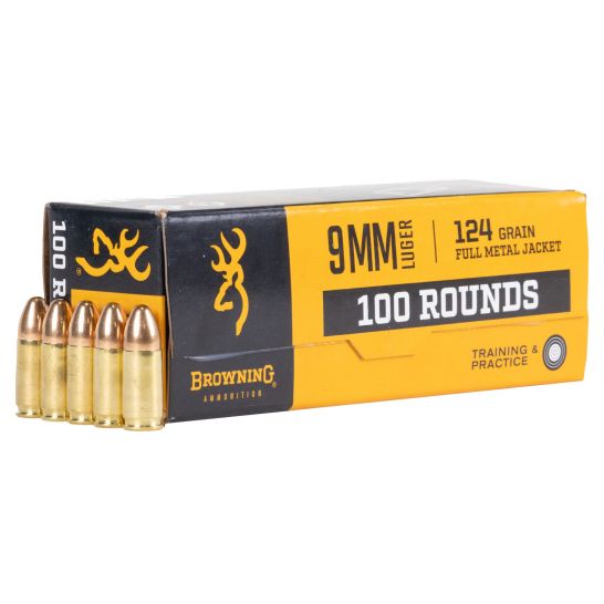 Browning Training & Practice 9mm Luger 124 grain FMJ 100 round ammunition