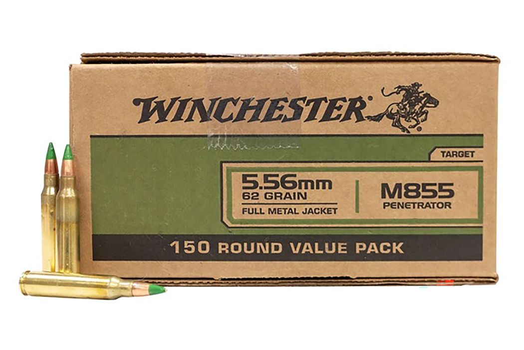 Winchester M855 5.56x45mm 62 grain FMJ 150 round package