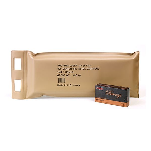 PMC Bronze 9mm 115 grain FMJ ammunition 300 round sealed pack
