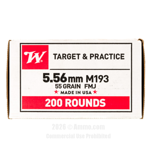 Winchester USA 5.56x45mm 55 grain FMJ M193 200-round package