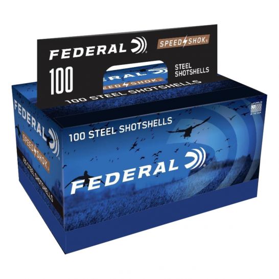 Federal Speed Shok 12 gauge 3 inch shotshell box with 100 rounds
