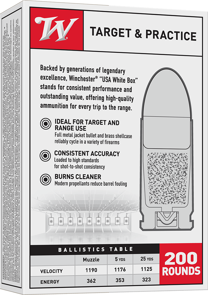 Alternative view of Winchester USA 9mm 115 Grain FMJ – 200 Rounds