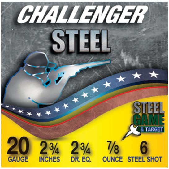 Challenger Steel Game and Target 20 gauge 2-3/4-inch #6 shot 7/8-ounce 250-round case