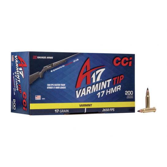 CCI A17 .17 HMR 17 grain tipped varmint ammunition 200-round package
